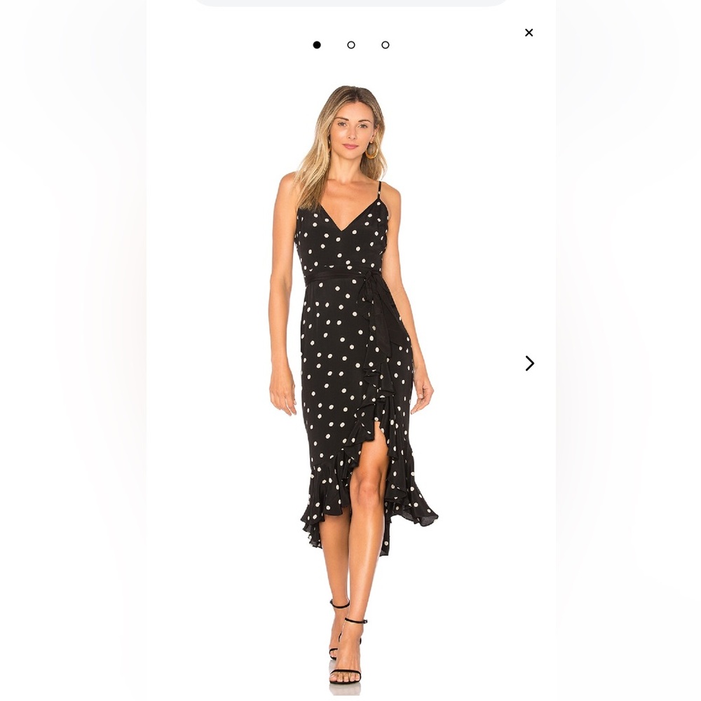 Lovers + Friends Black Polka Dot Midi Dress